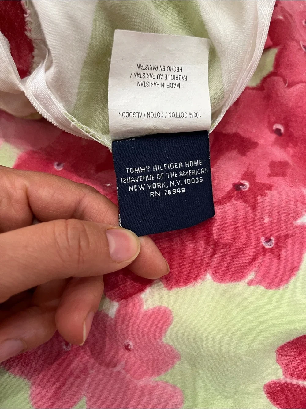 Twin - Tommy Hilfiger Hydrangea Print Duvet Cover & Sham - Pink & Green